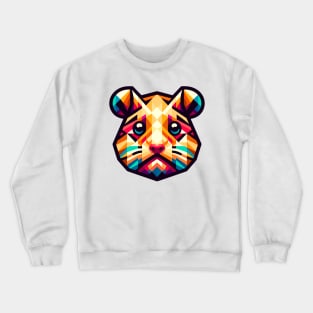 Geometric Hamster Portrait: Colorful Polygon Art Crewneck Sweatshirt